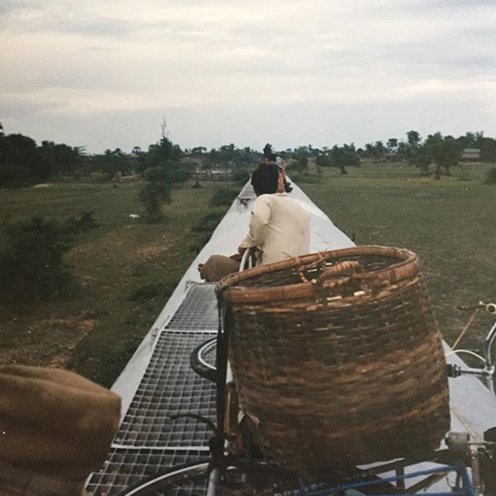 A picture of Yan during a train ride from Battambang to Phnom Penh